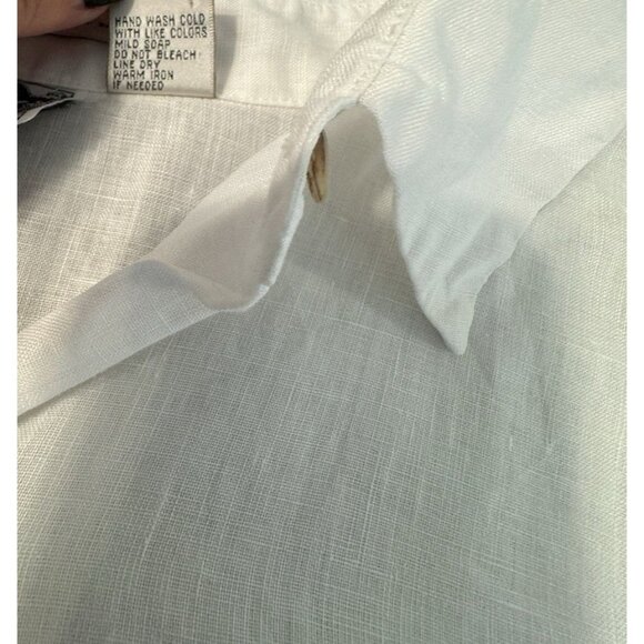 Edward Linen 100% Irish 2X Plus Size Embroidered Scallop hem Button white Top - Picture 12 of 12